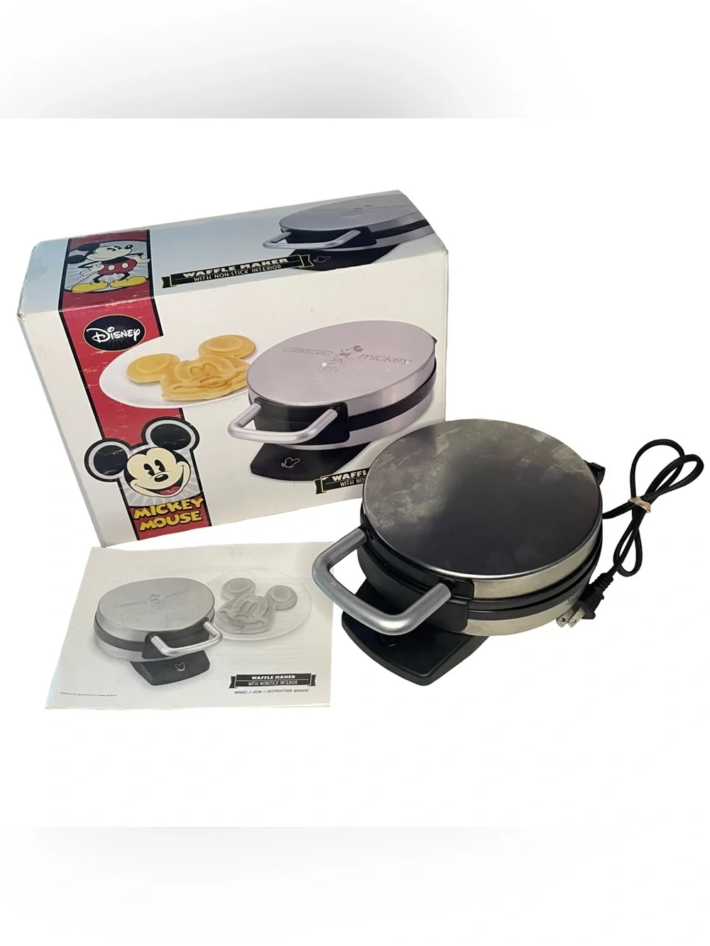 Disney DCM-1 Mickey Mouse Novelty Waffle Maker Brushed Stainless Steel Non-Stick